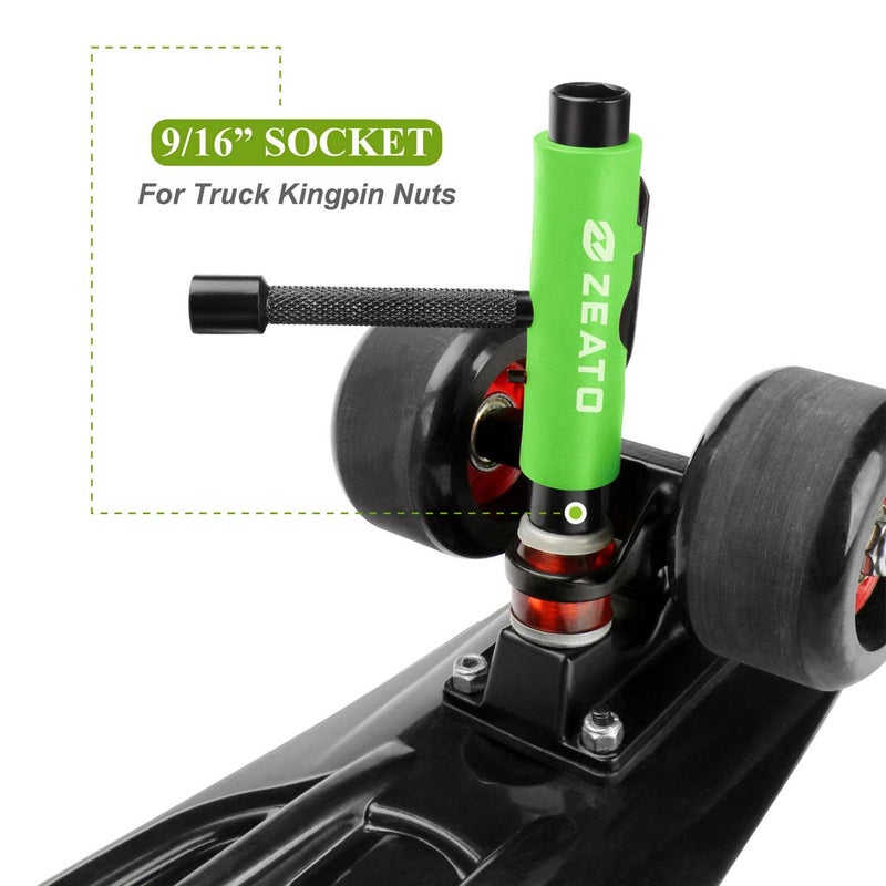 Zeato [Upgrade Version] All-In-One Skate Tools Multi-function Portable Skateboard T Tool Accessory with T-type Allen Key and L-type Phillips Head Wrench Screwdriver - Green - Image 3